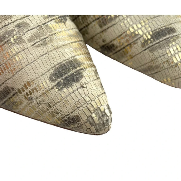 COACH Harlee Gold Snakeskin Embossed Pumps Pointed Toe Heels Shoes size 7 - Picture 6 of 16